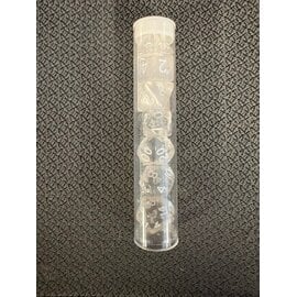 BB DICE-CLEAR TRANSPARENT DICE POLYHEDRAL CLEAR/WHITE (7PCS)