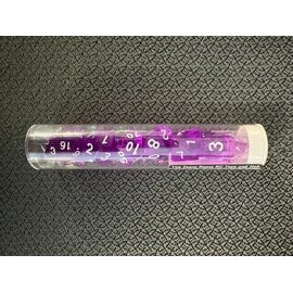 BB DICE-PRP TRANSPARENT DICE POLYHEDRAL PURPLE/WHITE (7PCS)