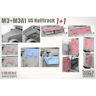 TAKOM AHHQ 35001 Andy's Hobby Headquarters AHHQ35001 1/35 M3 & M3A1 U.S. WWII HALFTRACKS (2 FULL KITS IN ONE BOX)