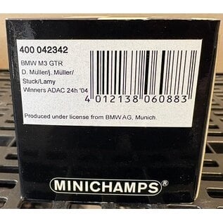 MINICHAMPS MIN 400 042342 BMW M3 GTR Winners ADAC 24hr '04