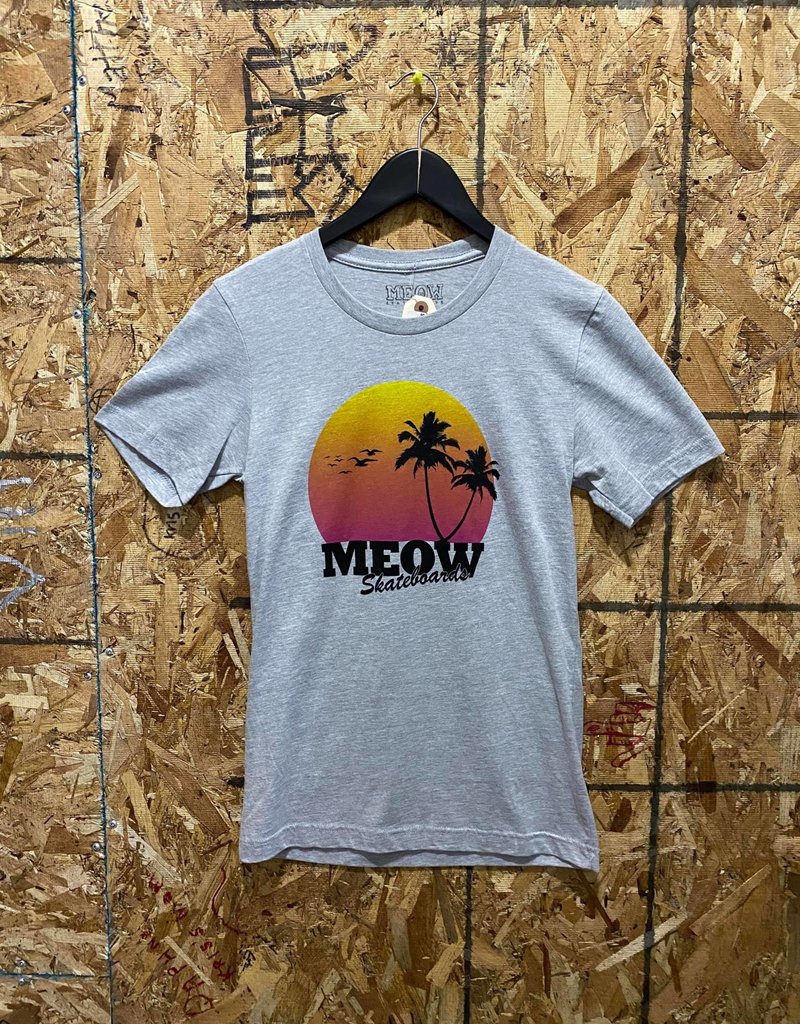 Meow Sunset T Shirt - Light Grey - XSML