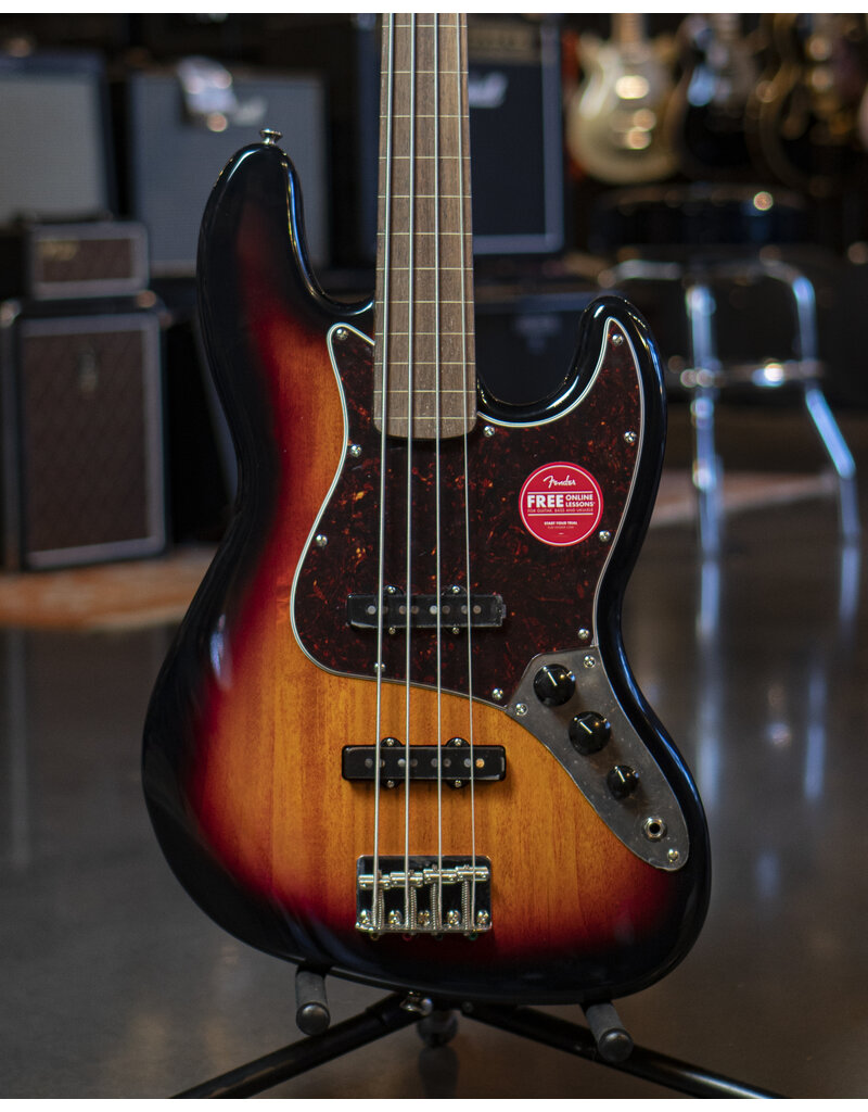 Used Squier Classic Vibe '60s Jazz Bass Fretless, Laurel Fingerboard,  3-Color Sunburst