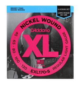 D'Addario D'Addario EXL170-5 Regular Light Nickel Wound 5-string Long Scale Bass Strings - .045-.130