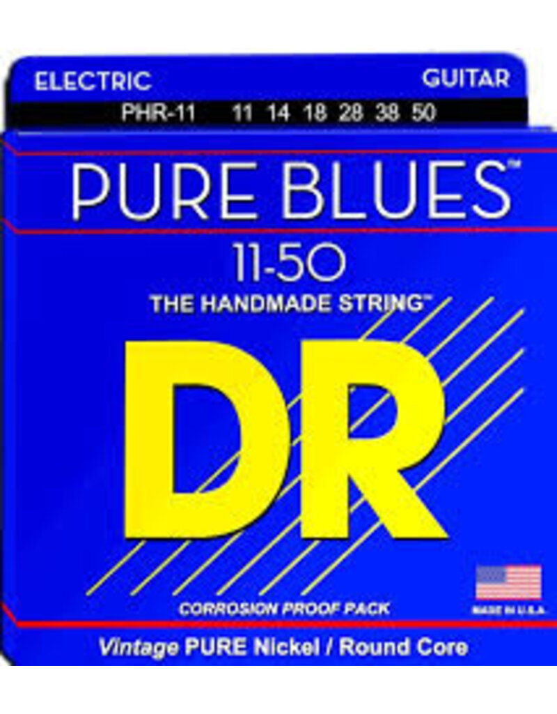 DR Strings PHR-11 Pure Blues Pure Nickel Electic Guitar Strings -.011-.050 Heavy