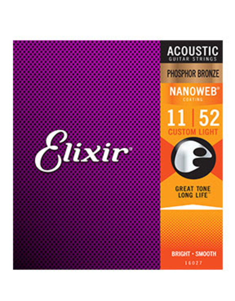 Elixir Elixir 16027 Acoustic Phosphor Bronze Nanoweb Custom Light .011 - .052