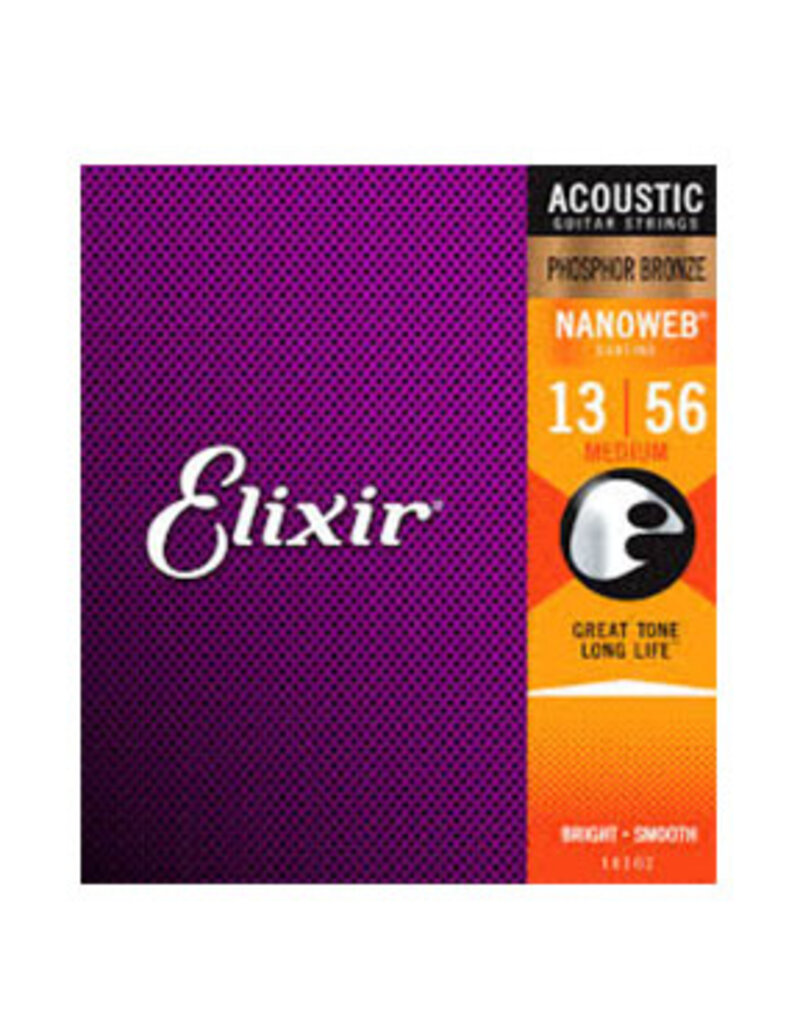 Elixir Elixir Strings 16102 Nanoweb Phosphor Bronze Acoustic Guitar Strings -.013-.056 Medium