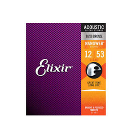 Elixir Elixir Strings 11052 Nanoweb 80/20 Acoustic Guitar Strings -.012-.053 Medium Light