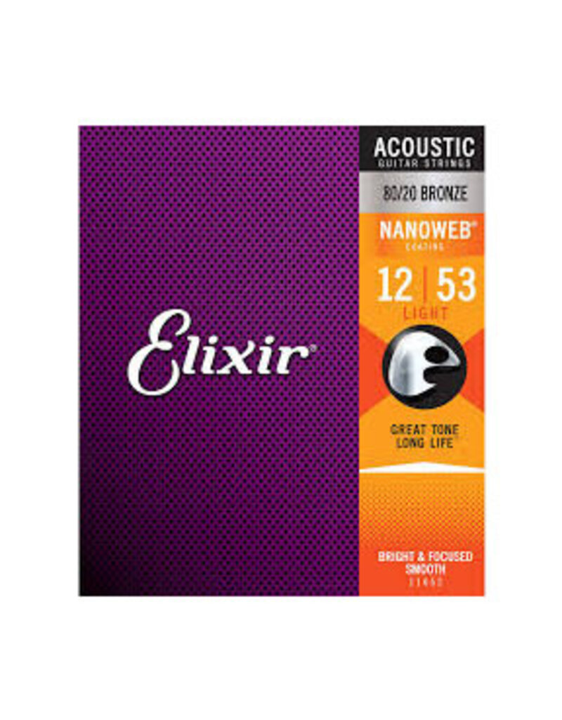 Elixir Elixir Strings 11052 Nanoweb 80/20 Acoustic Guitar Strings -.012-.053 Medium Light