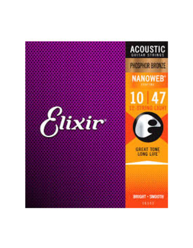 Elixir Elixir 16152 Nanoweb Coated Phosphor Bronze Acoustic 12 string Light .10-.47