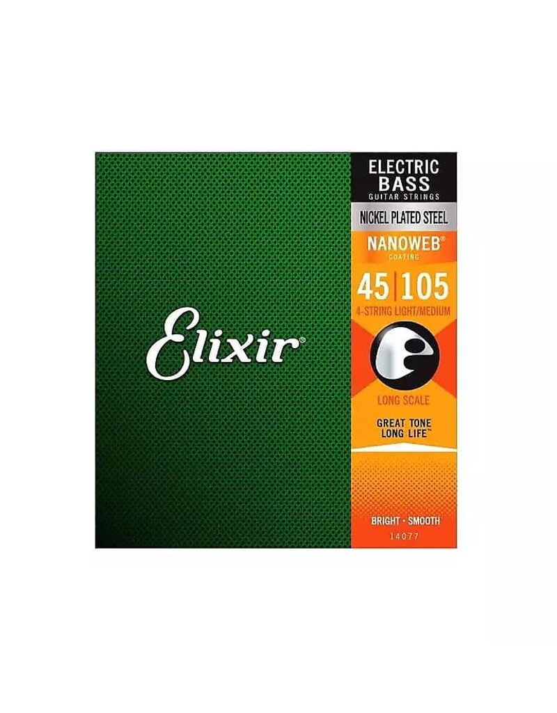 Elixir Elixir 14077 Nanoweb Nickel Plated Steel 4-String Electric Bass Strings - Medium .45-.105