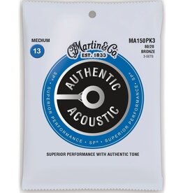 Martin Martin MA150PK3 Authentic Acoustic 80/20 Bronze Guitar Strings Medium Gauge .013 3 Pack