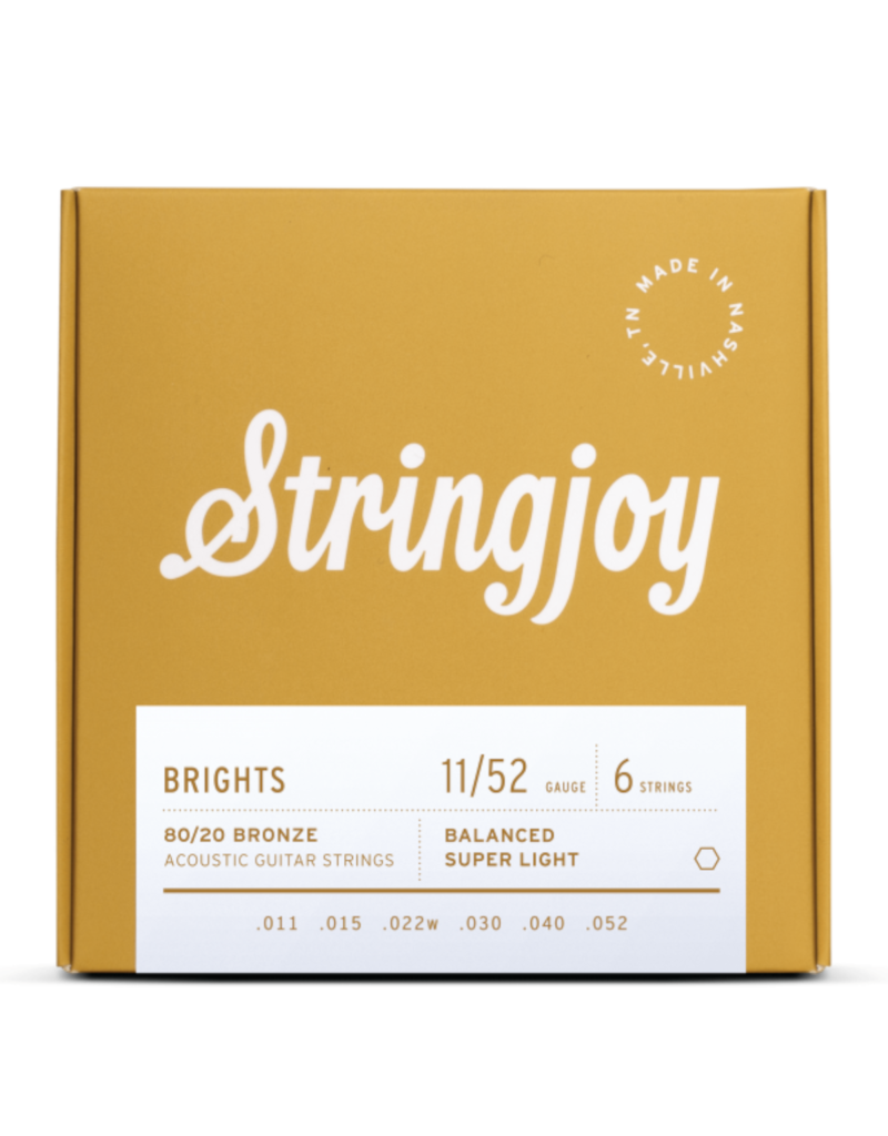 Stringjoy Stringjoy Brights | Super Light Gauge (11-52) 80/20 Bronze Acoustic Guitar Strings