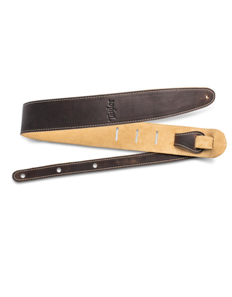 Taylor Taylor 2.5" Leather Guitar Strap - Suede Back Chocolate Brown