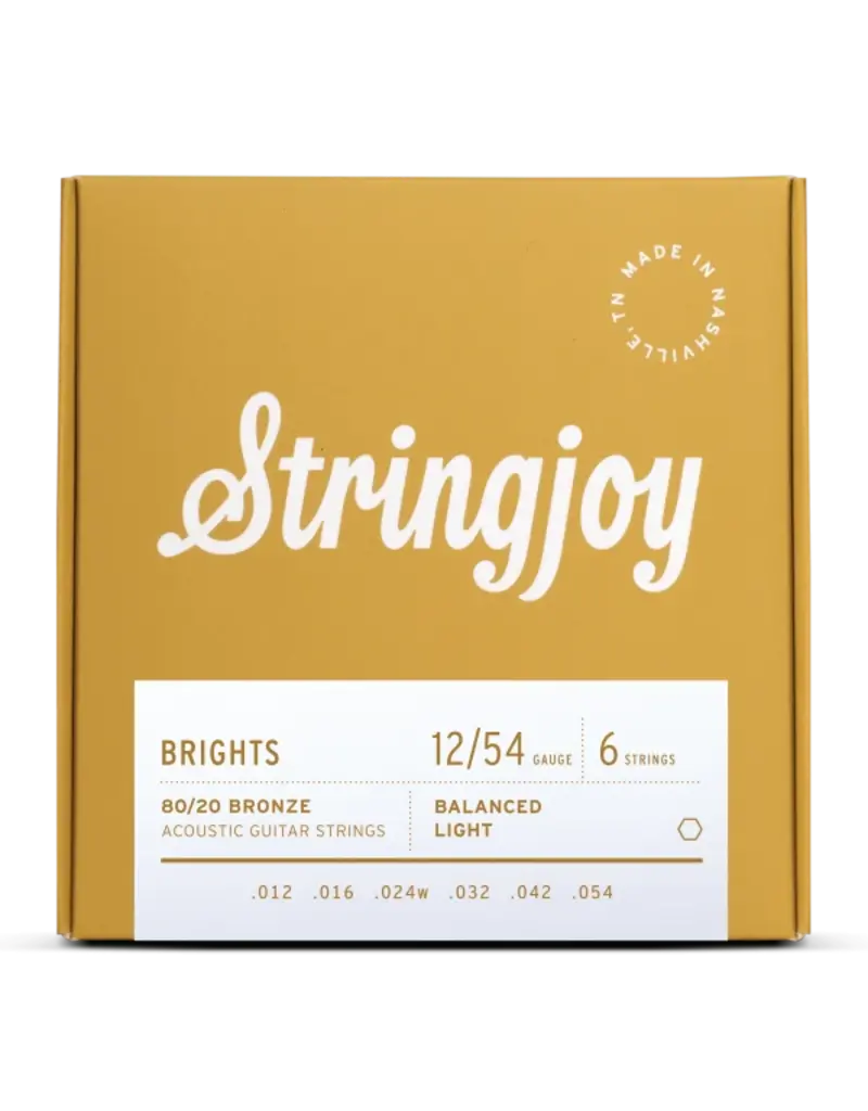 Stringjoy Stringjoy Brights | Light Gauge (12-54) 80/20 Bronze Acoustic Guitar Strings