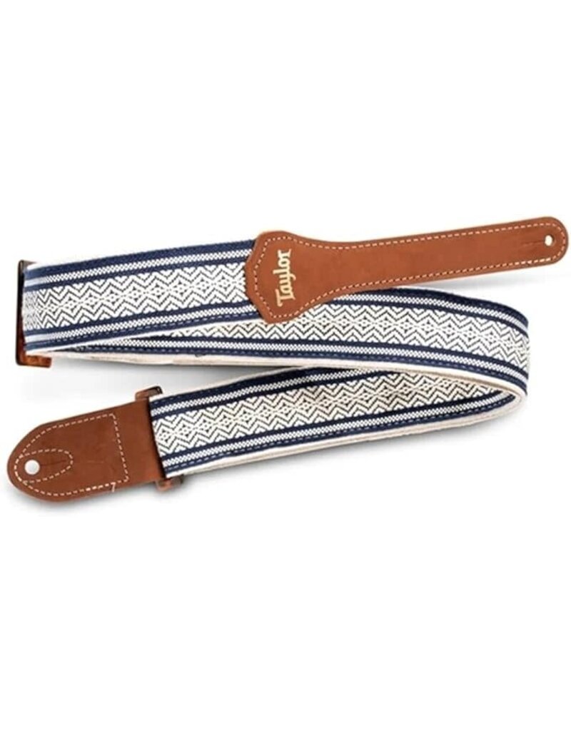 Taylor Taylor 2" Academy Jacquard Leather Guitar Strap white/blue