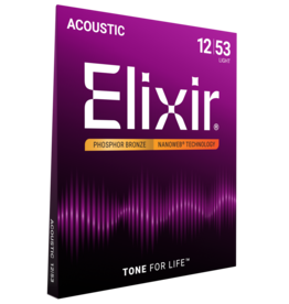 Elixir Elixir Strings 16052 Nanoweb Phosphor Bronze Acoustic Guitar Strings -.012-.053 Light