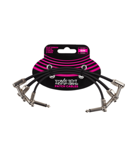 Ernie Ball Ernie Ball Flat Ribbon Patch Cable 6in - Black - 3 Pack