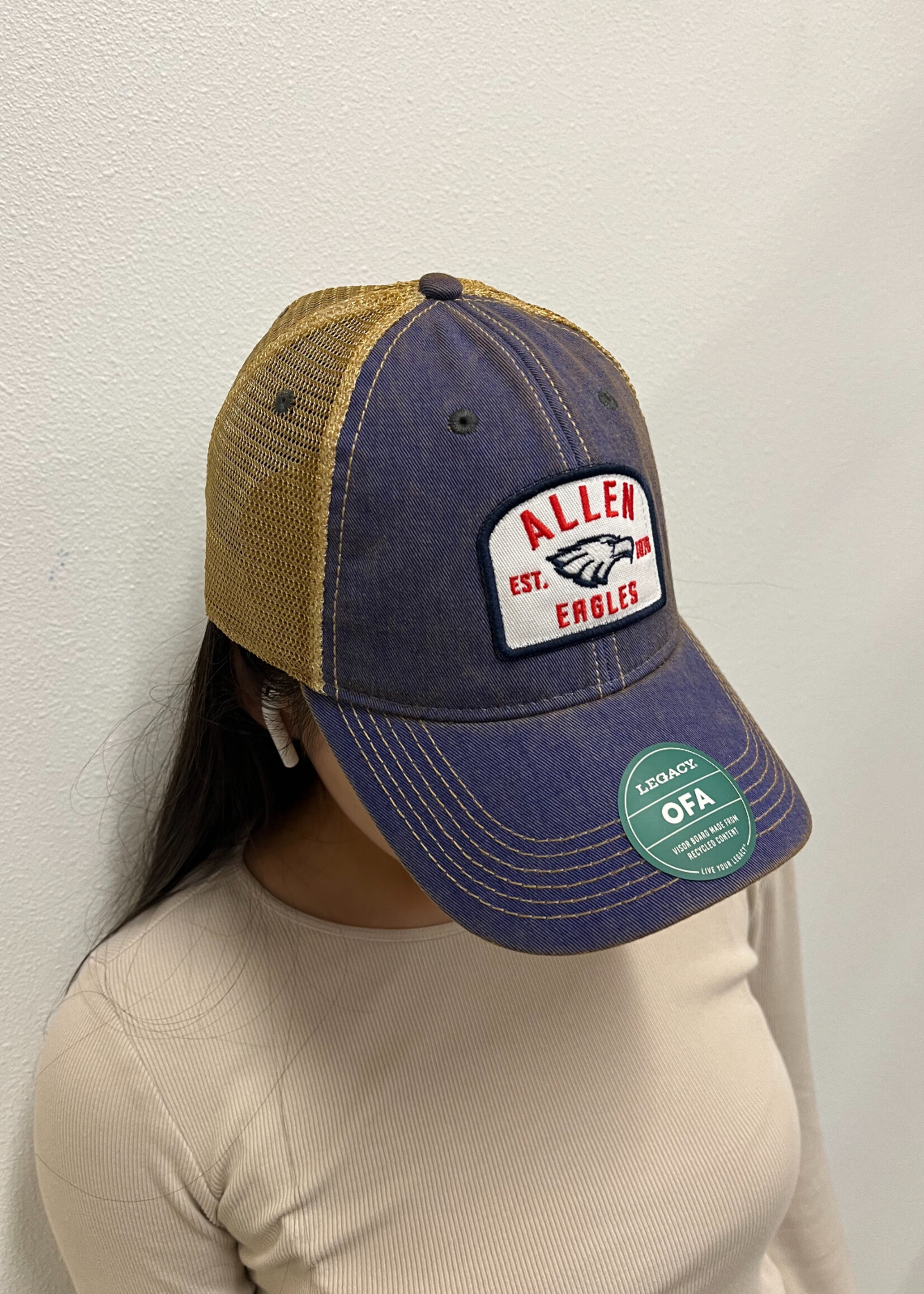 Navy Trucker Hat with Yellow Mesh