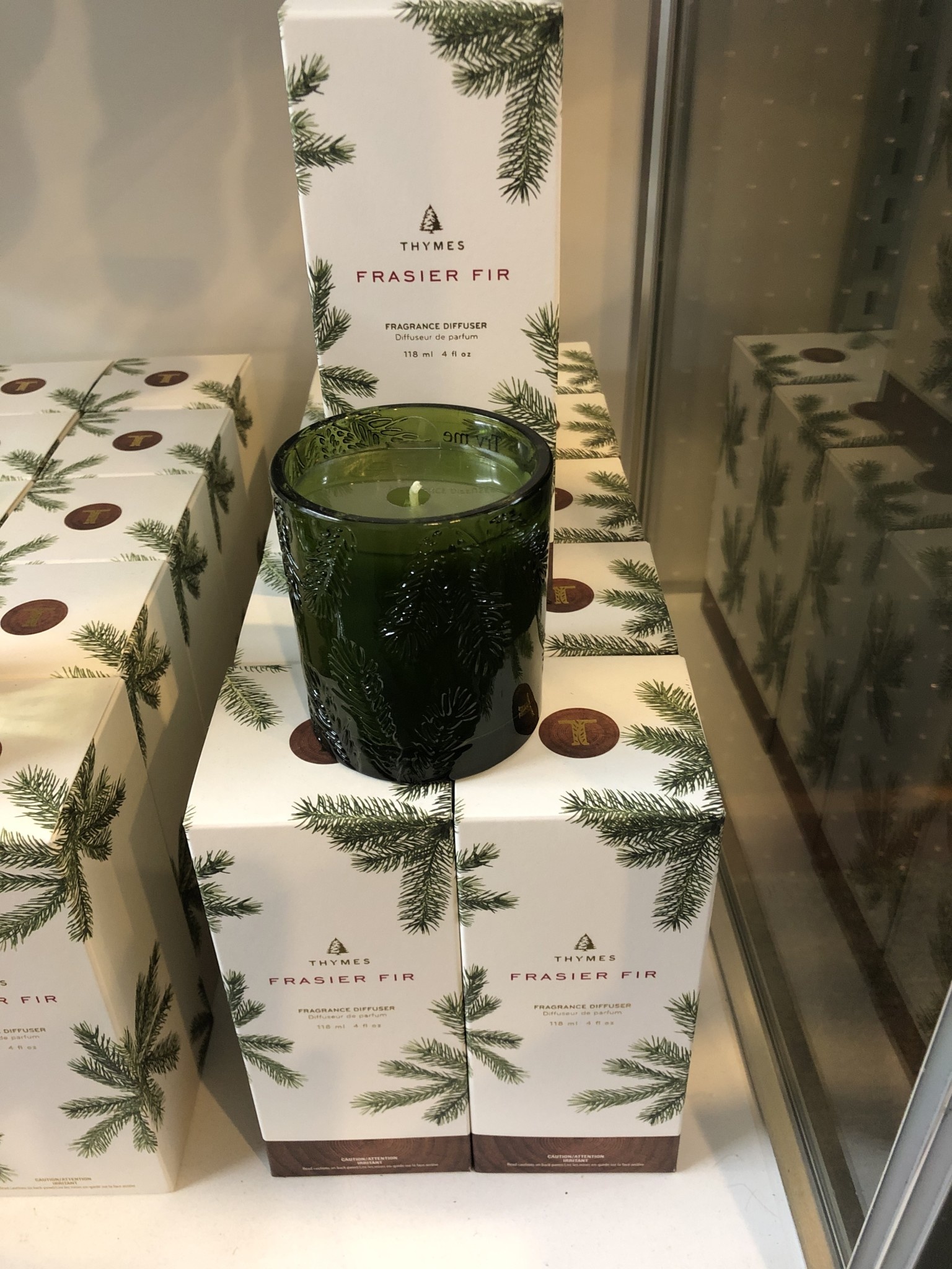 Frasier Fir FF Poured Candle/Molded Green Glass