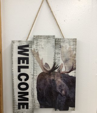 Simpkins-Canterbury Lane Wood Wall Hanging - Welcome Moose