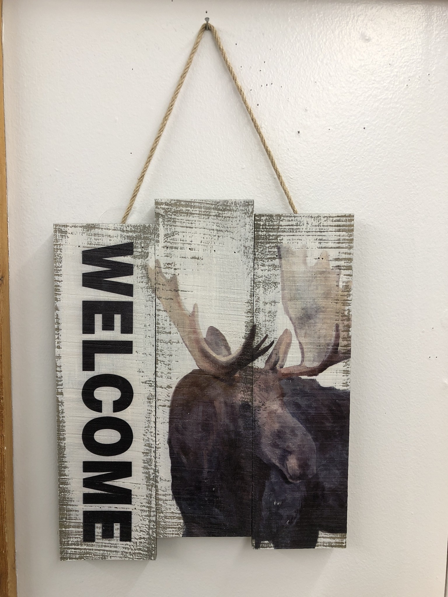 Simpkins-Canterbury Lane Wood Wall Hanging - Welcome Moose