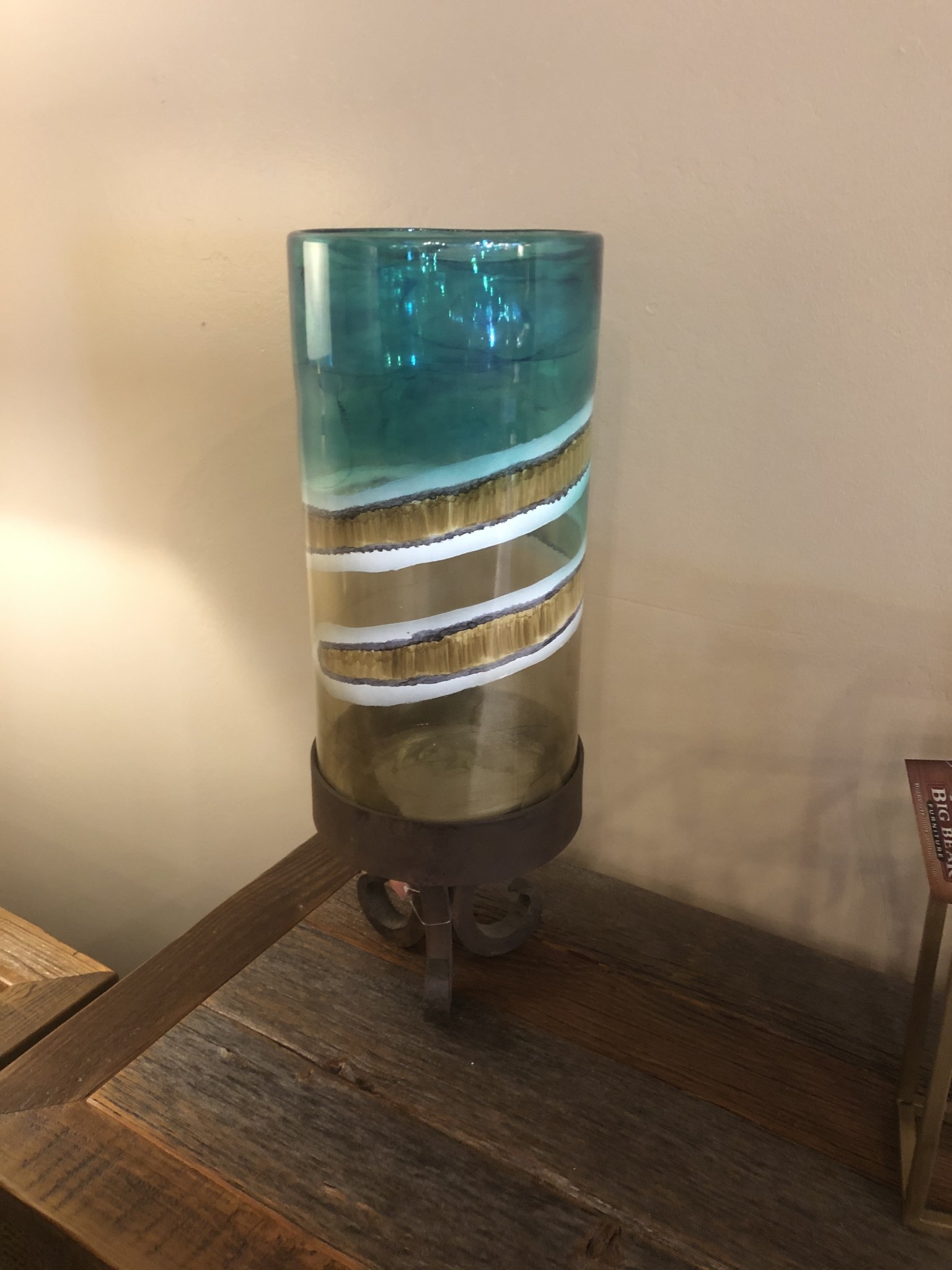 Artisans Glass Cylinder w/Iron Base
