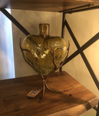 Artisans Glass Heart on Iron Base
