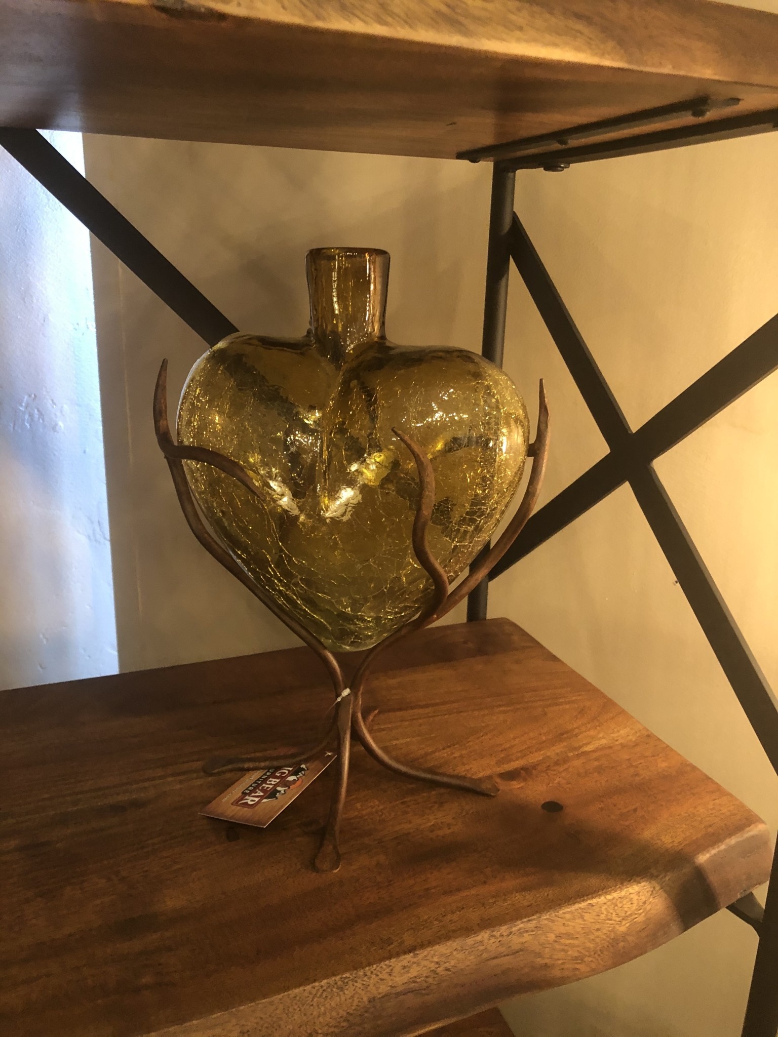 Artisans Glass Heart on Iron Base-LARGE