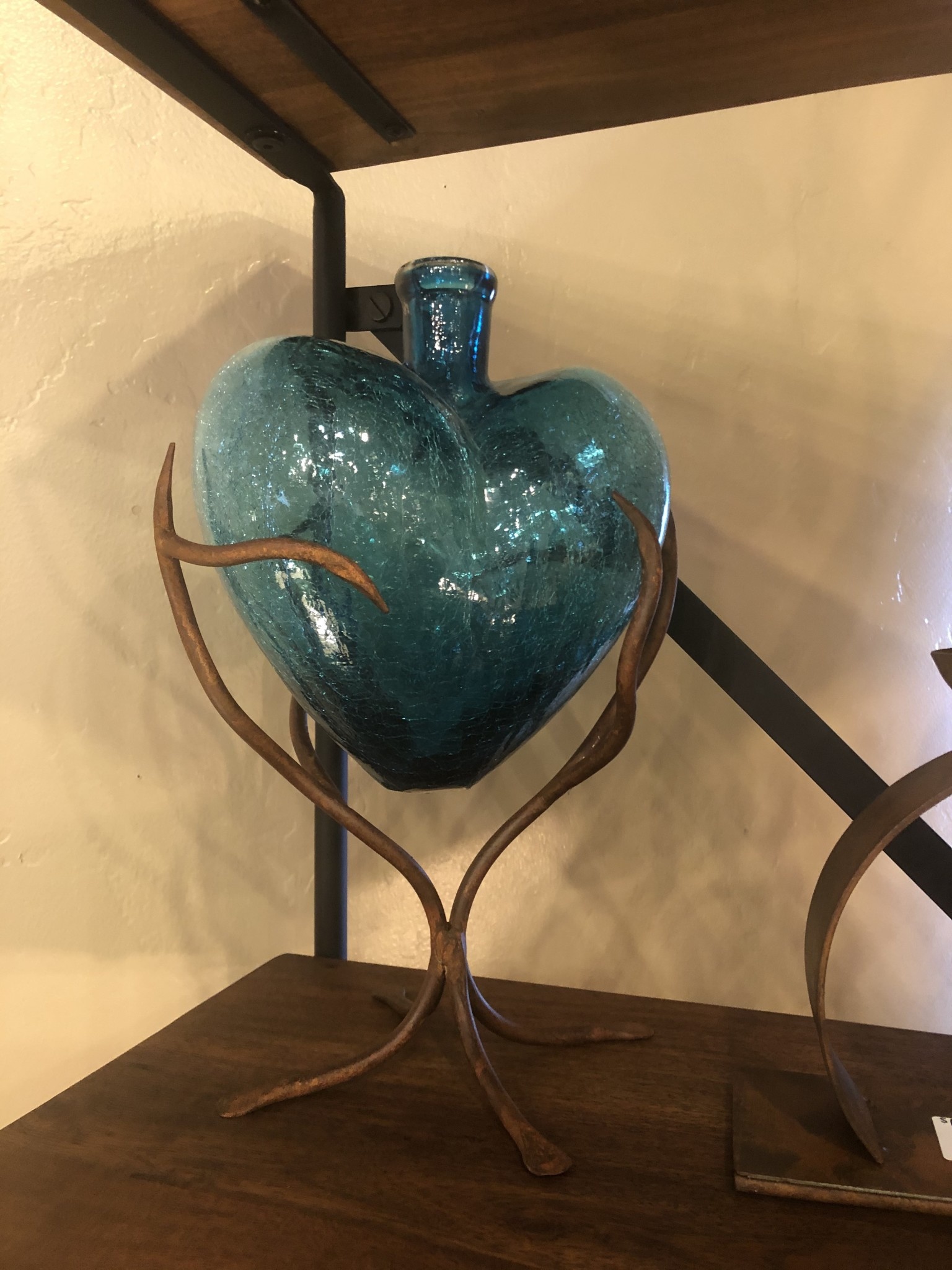 Artisans Glass Heart on Iron Base-LARGE