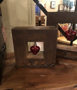 Artisans Love Shadow Box Sm W/Baby Red Heart 9x9x3
