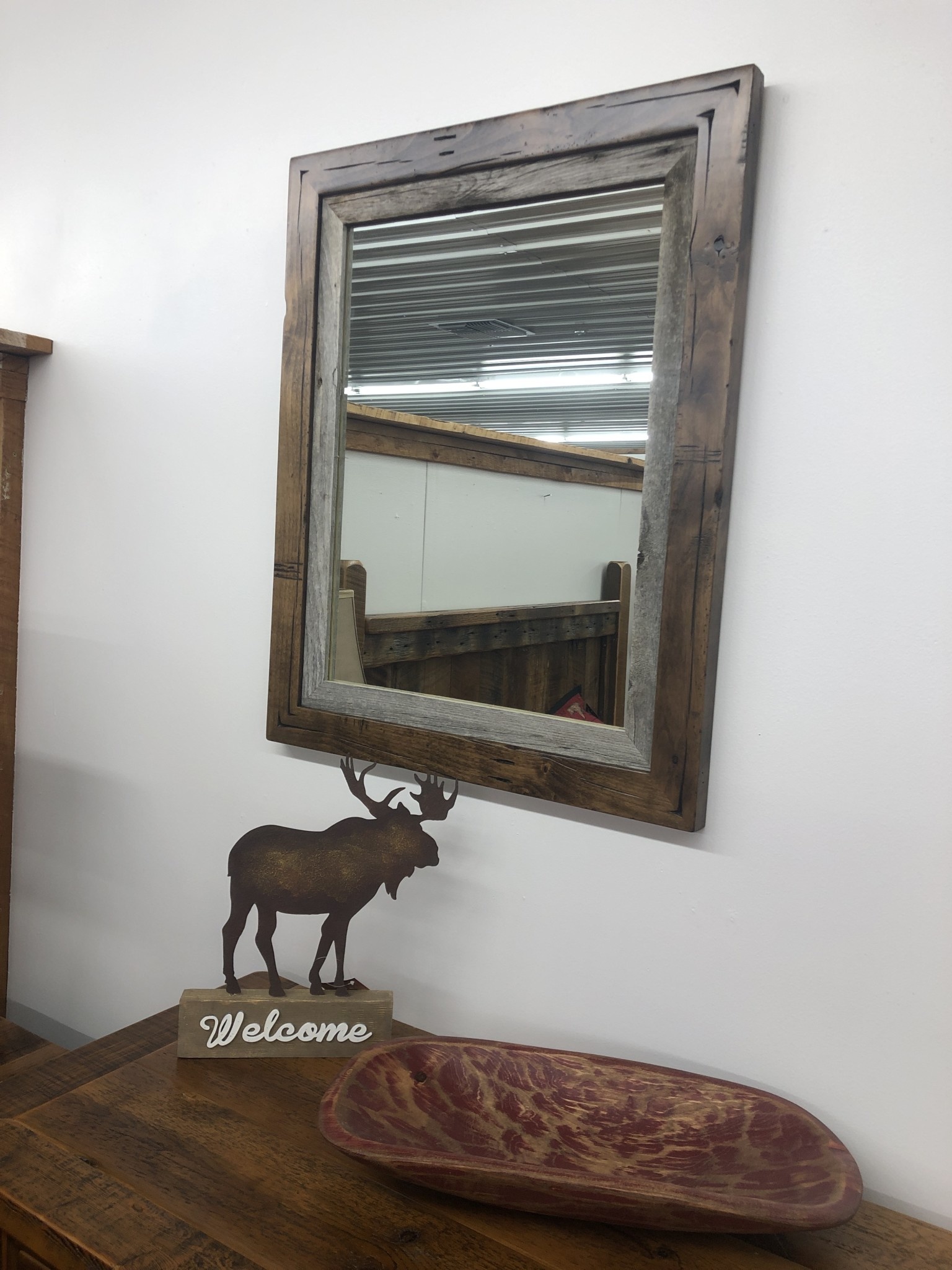 Rustic North Distressed Alder Mirror   25" x 31" (Outside)