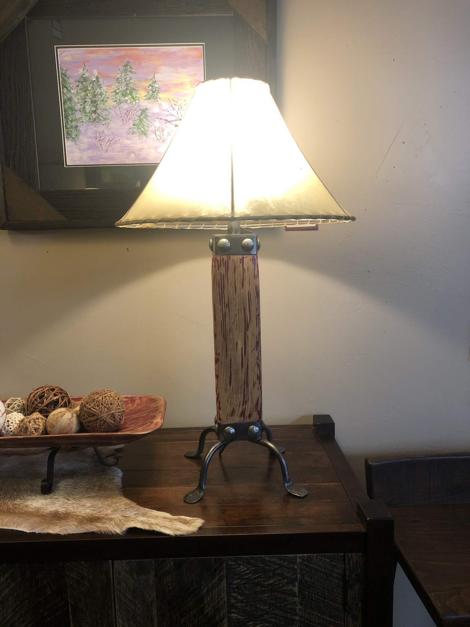 Mexican Country Hacienda Table Lamp - (Red/Light)
