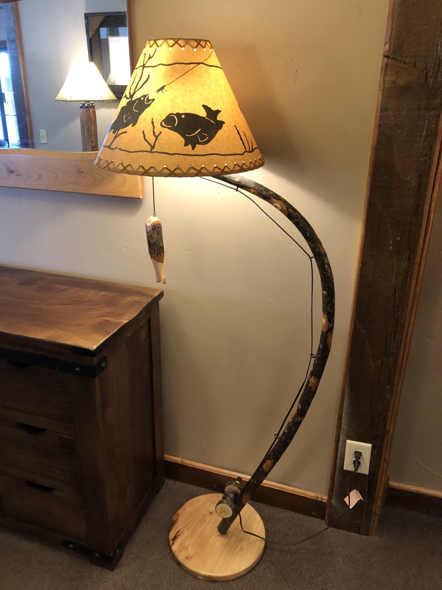 ALBC Hickory Fishing Pole Floor Lamp