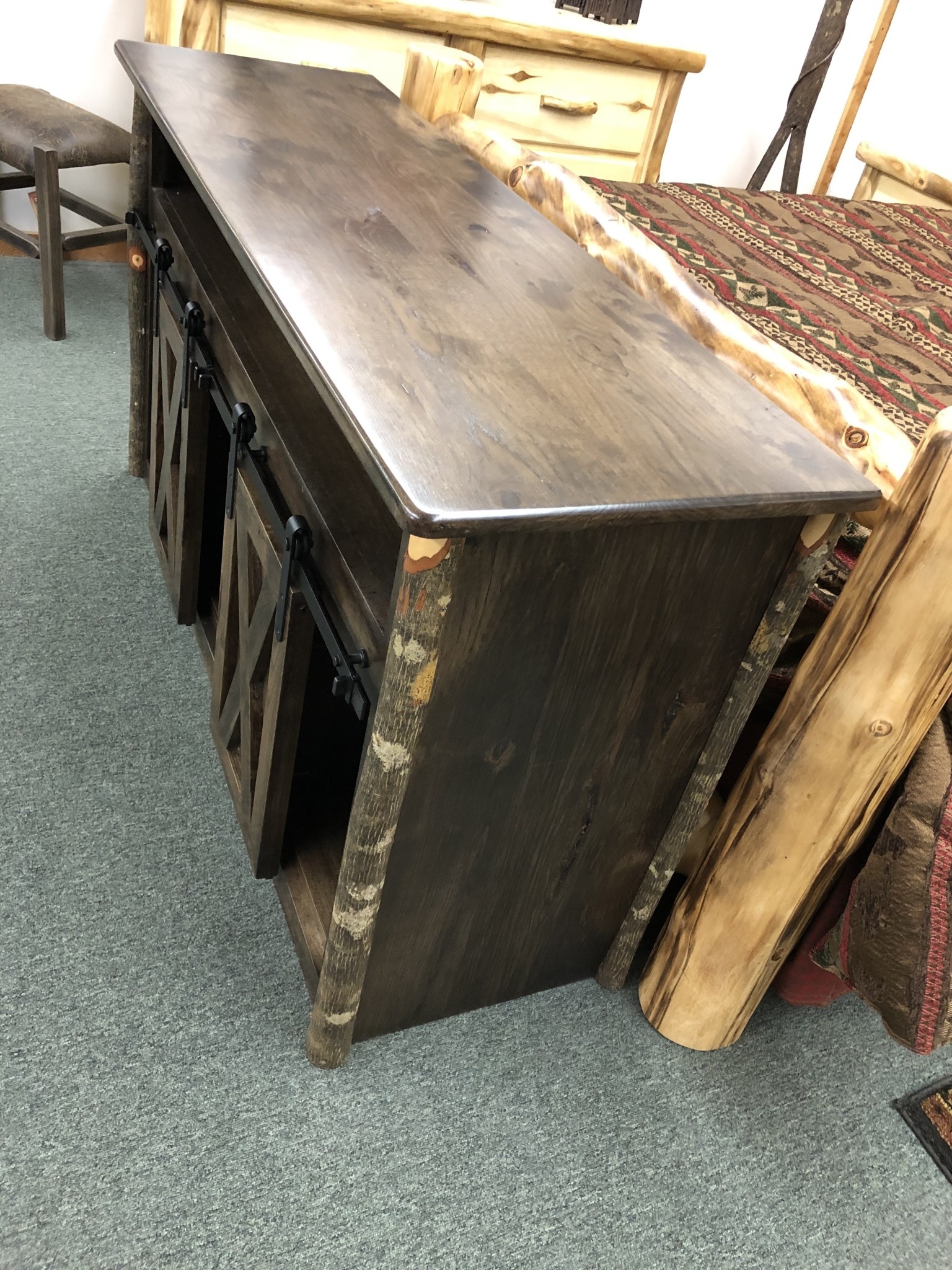 Co Albc Hickory Barn Door Tv Cabinet Big Bear Furniture