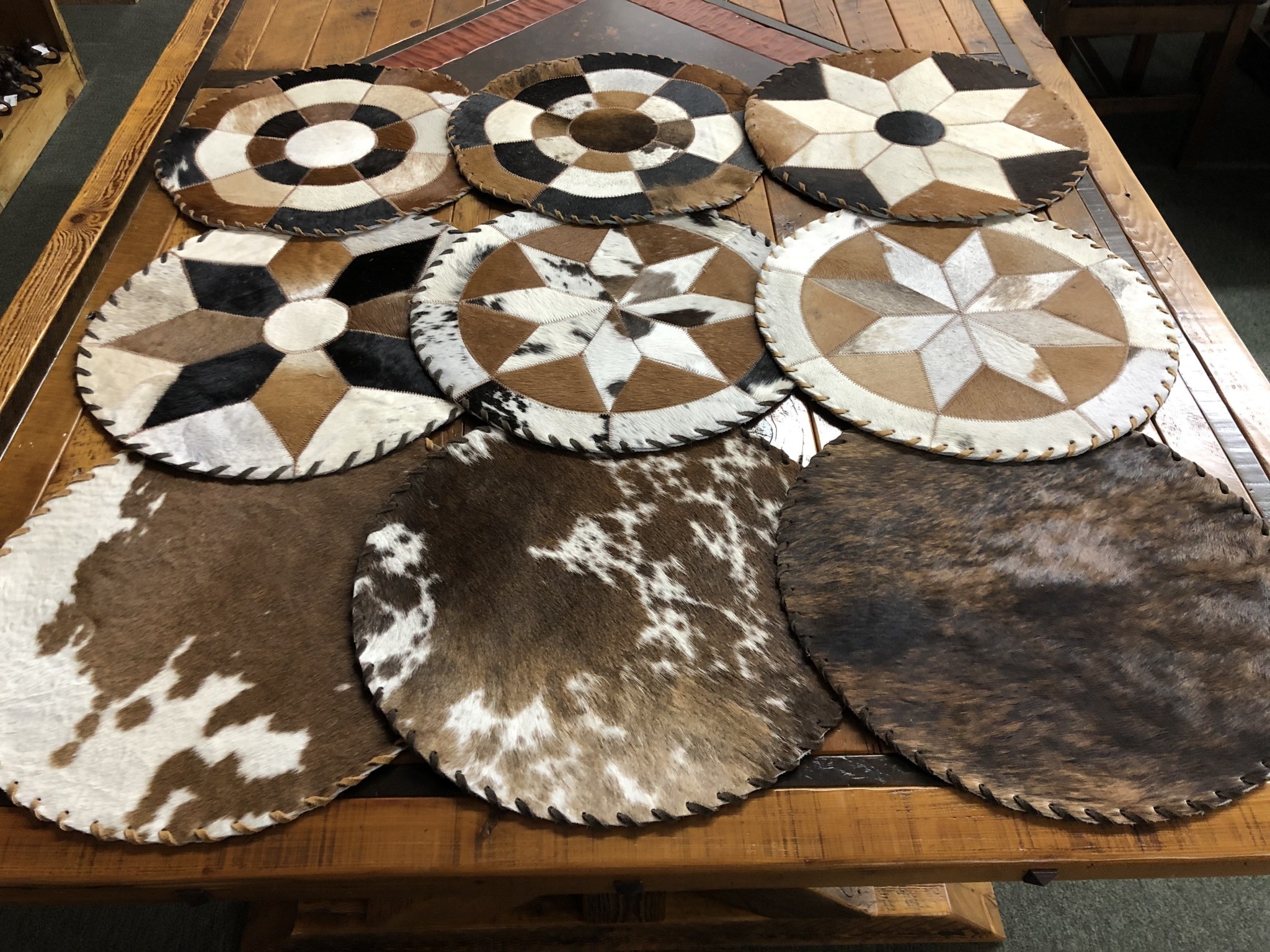 Gaucho Cowhide Placemat Rectangle or 16" Round
