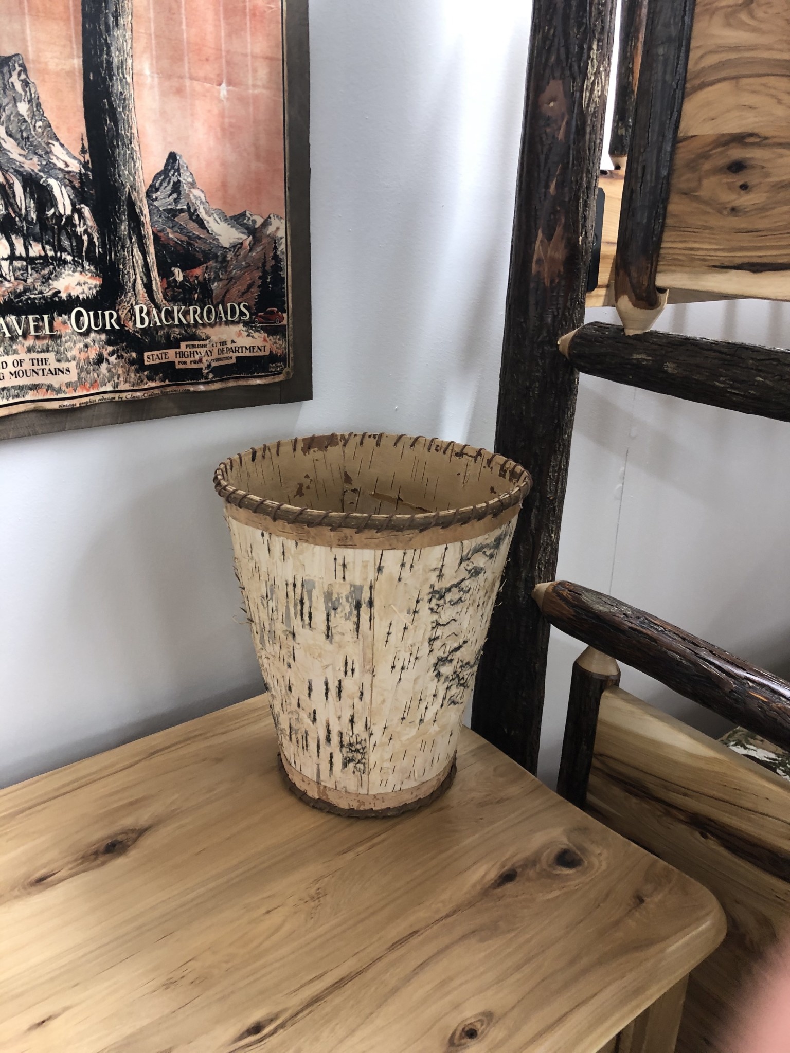 Dalin Enterprises Birch Bark Trash Can 11" Round