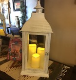 Sullivans Jumbo Candle Lantern w/3 Pillars - White