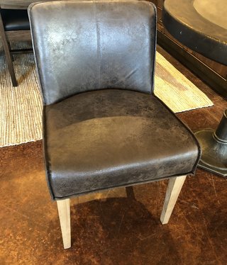 HTD Buddy BROWN Leather Side Chair, 19.5x21x30.75