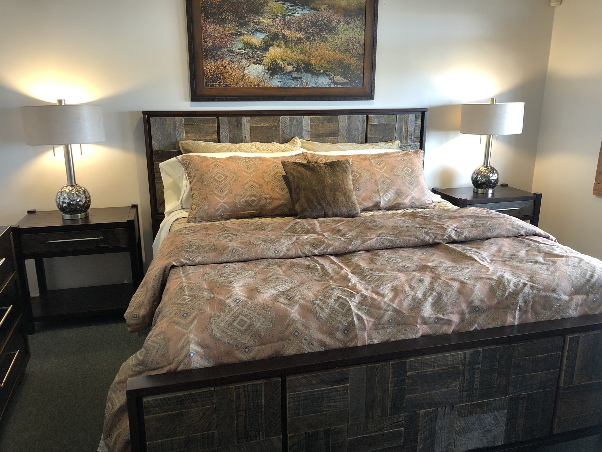 Hiend Diamond Velvet  3 pc Quilt & Shams- King - Oatmeal