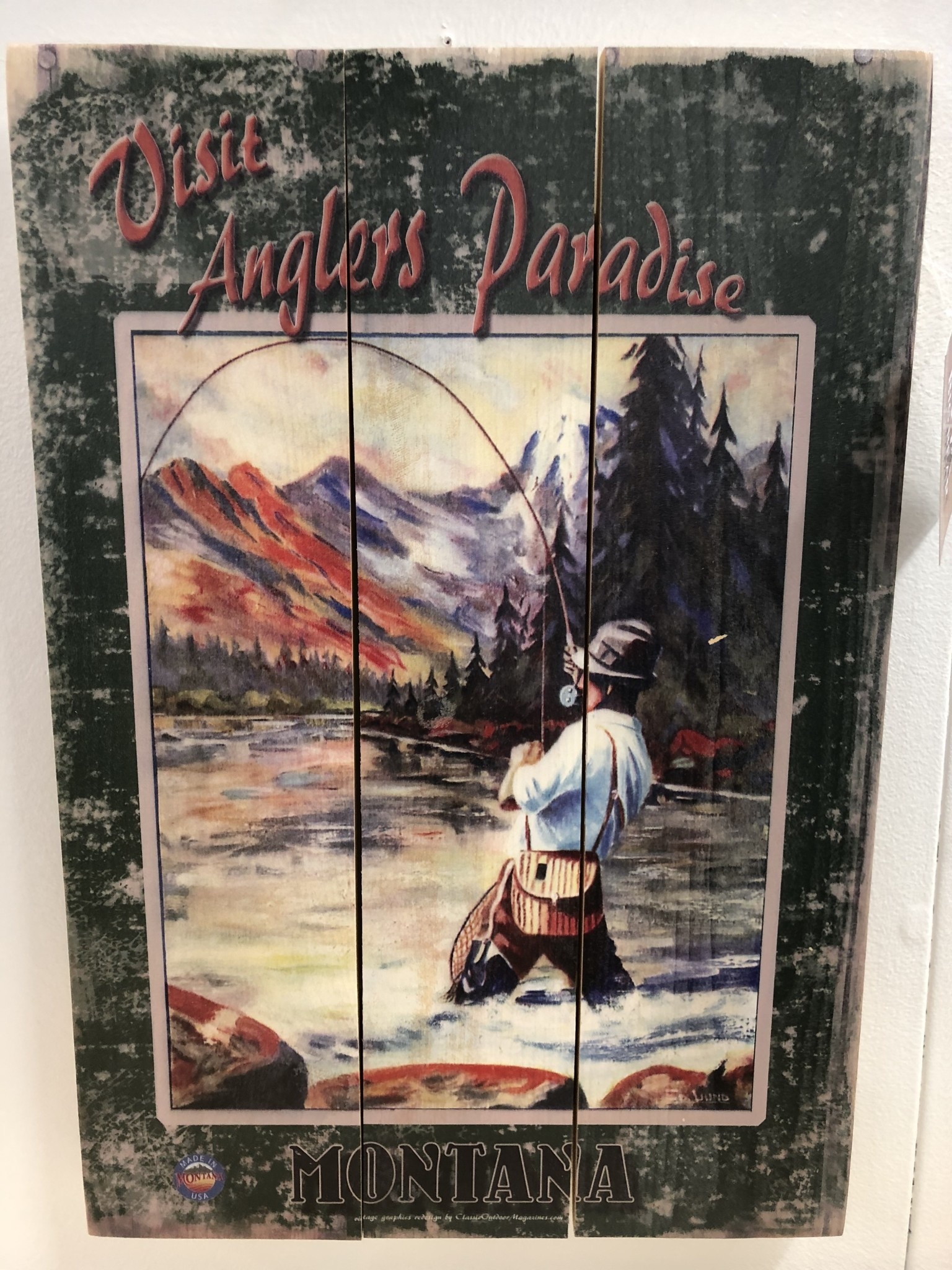 Classic Outdoor Magazines #3 Angler Paradise 12x18 Wood Sign