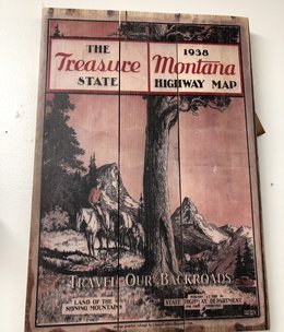 Classic Outdoor Magazines #6 1938 Montana Map  14x20 Wood Sign