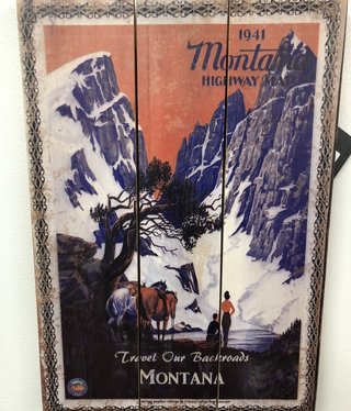 Classic Outdoor Magazines #8 1941 Montana Map 12x18 Wood Sign
