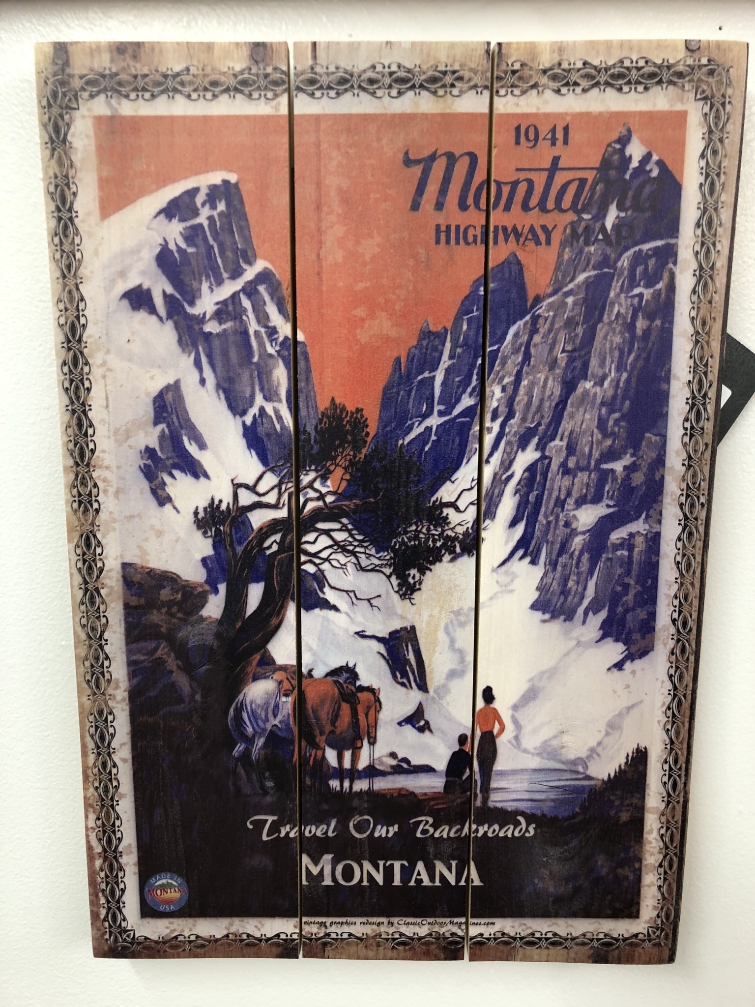 Classic Outdoor Magazines #8 1941 Montana Map 12x18 Wood Sign