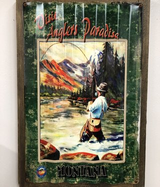 Classic Outdoor Magazines #3  Angler Paradise 16x24 Corrugated Metal/Wood