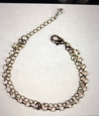 cool water jewelry BC26-50 Bracelet: MT Millworks-Dbl Strand Curb Chain/Rhine