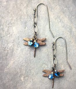 cool water jewelry EW320-129 Earrings: Water Dance Dragonfly/Crystal cool water jewelry EW320-129 Earrings: Water Dance Dragonfly/Crystal