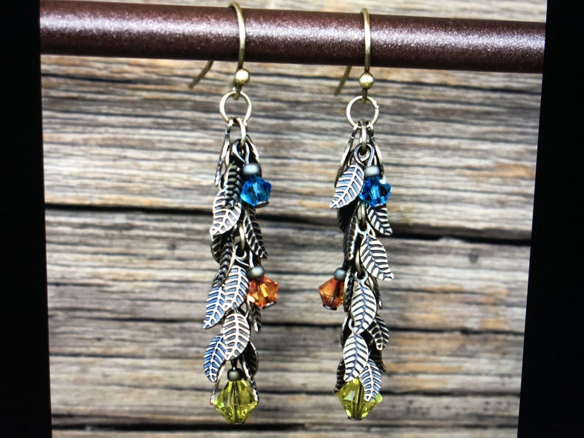 cool water jewelry EW369-199 Happy Together-Brass Leaf Chain Earrings