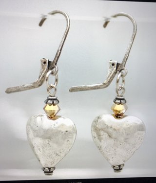 cool water jewelry EW539-180 Sun & Snow Hammered Heart Earrings