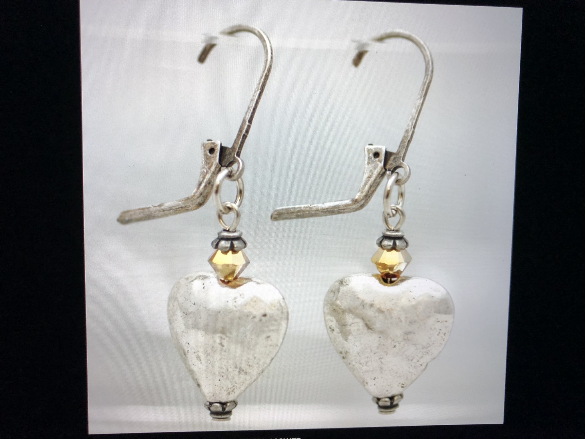 cool water jewelry EW539-180 Earrings: Sun & Snow Hammered Heart