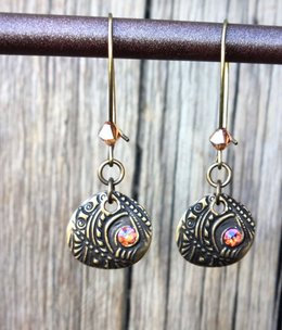 cool water jewelry EW558-192 Carnival Lights Embossed Brass Kidney Earrings cool water jewelry EW558-192 Carnival Lights Embossed Brass Kidney Earrings